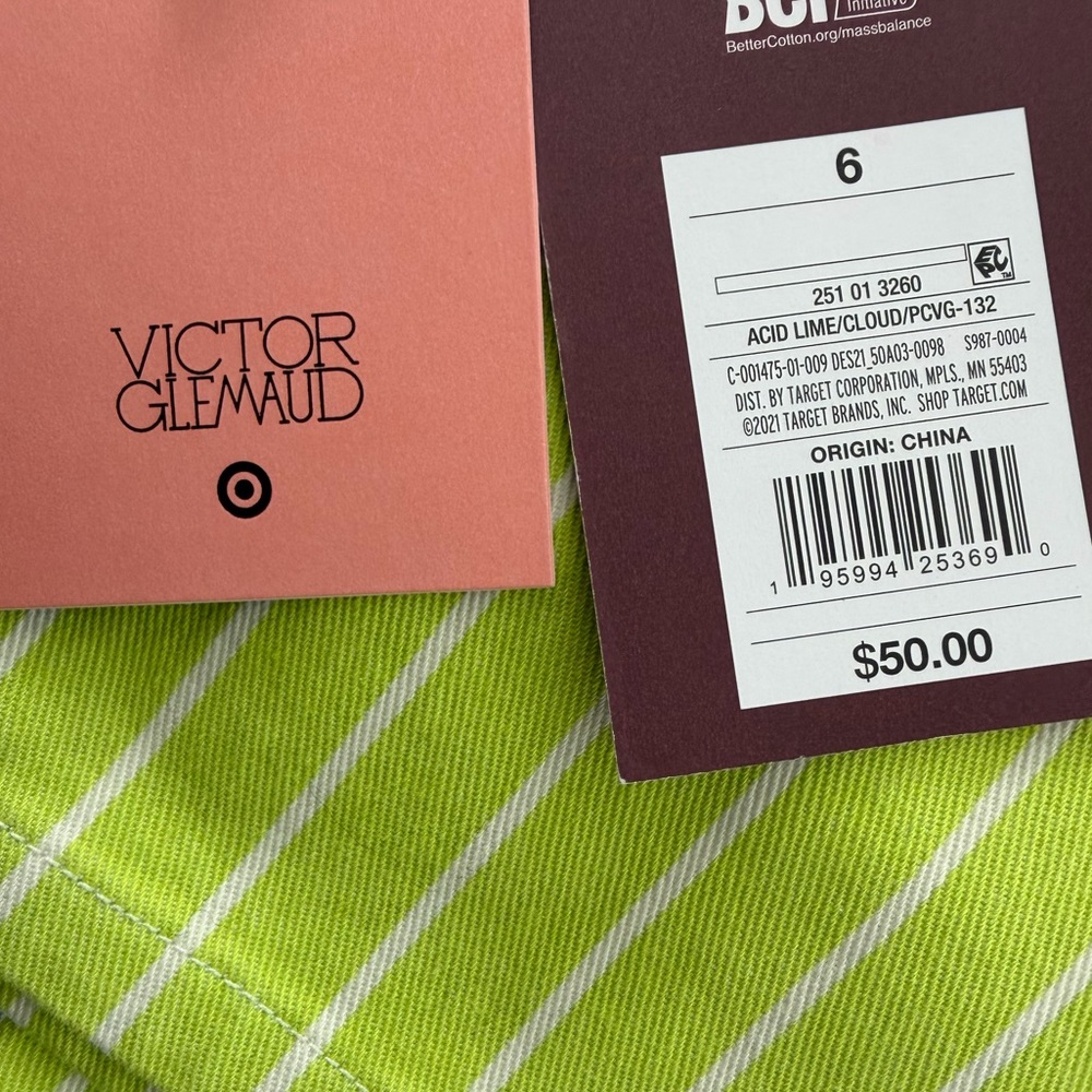 TARGET VICTOR GLEMAUD ACID LIME Striped Jeans Size 6 NWT - Picture 9 of 12